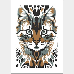 Cute Cat Illusion Design, Funny Cat Lover Gift Idea Posters and Art